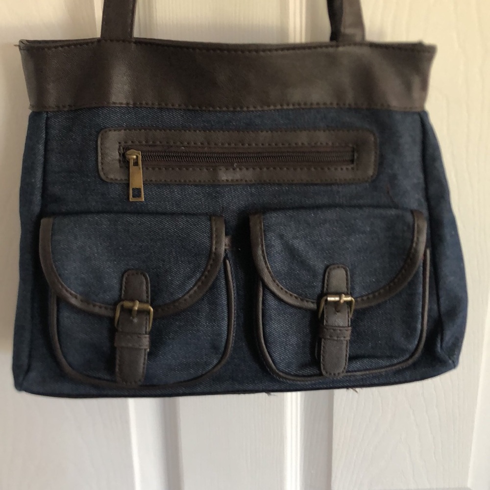 Gold Coast Blue Jean and Brown Shoulder Bag AS IS - Picture 3 of 16